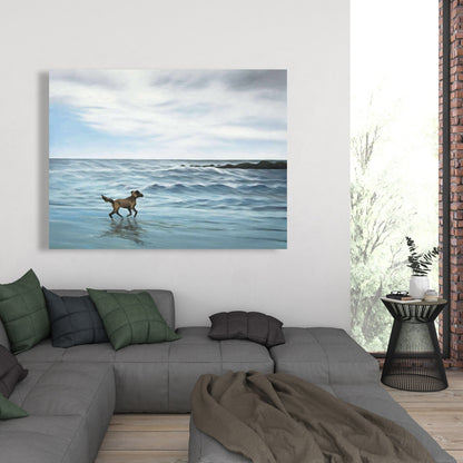 Dog on the Beach Marine Canvas | Home Decor Beach Animals