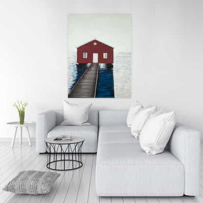Boathouse Marine Bathroom Canvas - Home Decor Wall Art