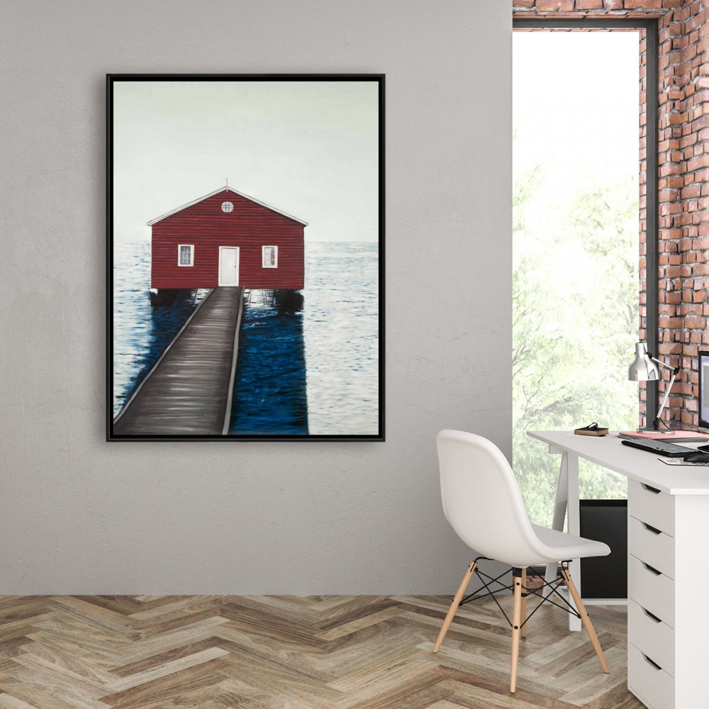 Boathouse Blue Framed Canvas | Bathroom Decor | Home Art