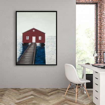Boathouse Blue Framed Canvas | Bathroom Decor | Home Art