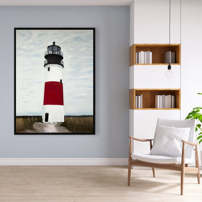 Toile bleu marine représentant le phare de Sankaty Head – Décoration d'intérieur