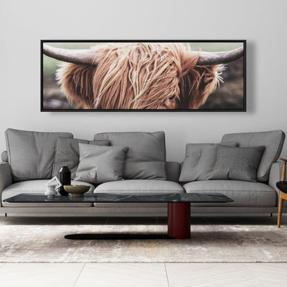 Toile désaturée représentant une ferme de vaches des Highlands | Décoration d'intérieur