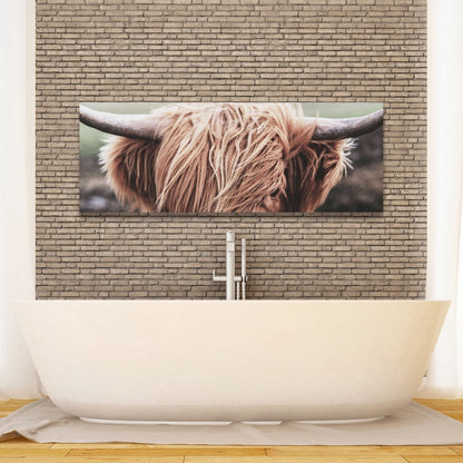 Toile désaturée représentant une vache des Highlands – Décoration d'animaux de ferme marron