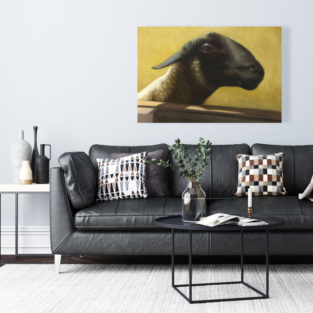 Toile représentant un jeune bélier | Décoration animalière marron pour le salon