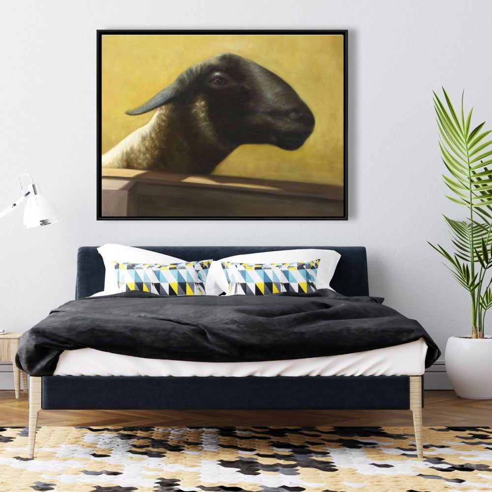 Toile encadrée représentant un jeune bélier – Décoration d'intérieur animalière occidentale
