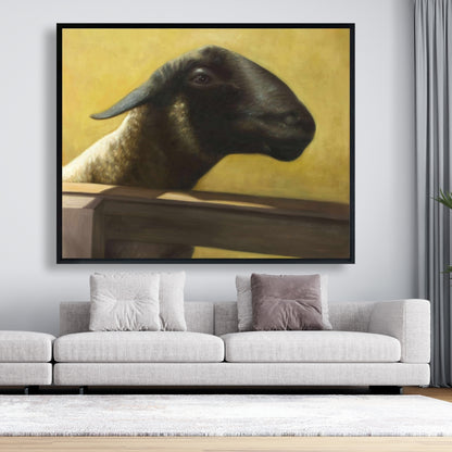 Toile encadrée représentant un jeune bélier – Décoration d'intérieur animalière occidentale
