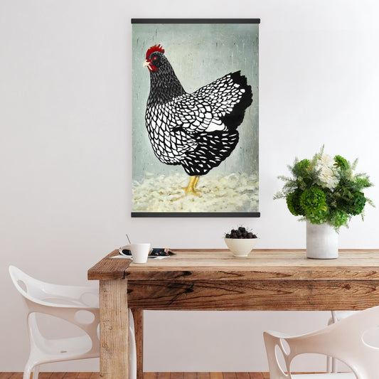 Wyandotte Hen Rustic Black Kitchen Magnetic Stick Canvas Decor