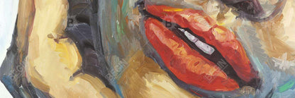 Brown Beauty Figurative Framed Canvas - Irresistible Lips Art