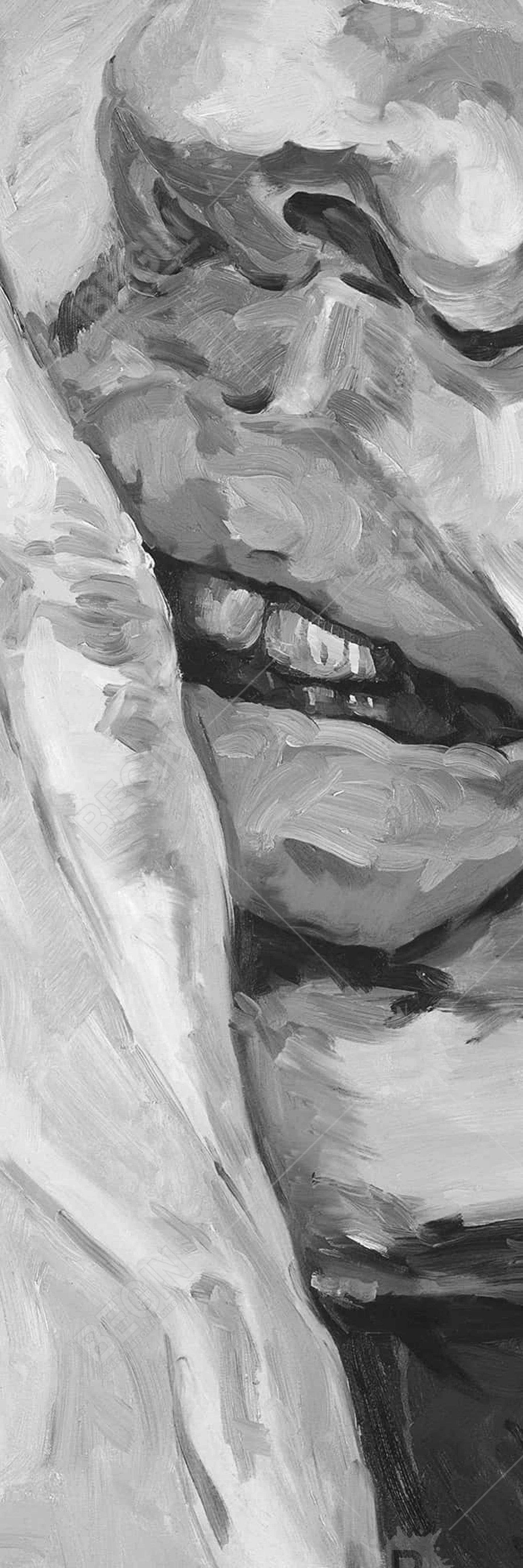 Toile monochrome grise « Lèvres pulpeuses » | Décoration de chambre