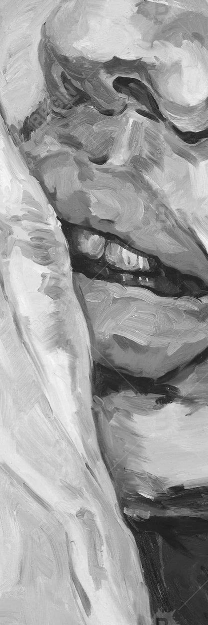 Toile monochrome grise « Lèvres pulpeuses » | Décoration de chambre