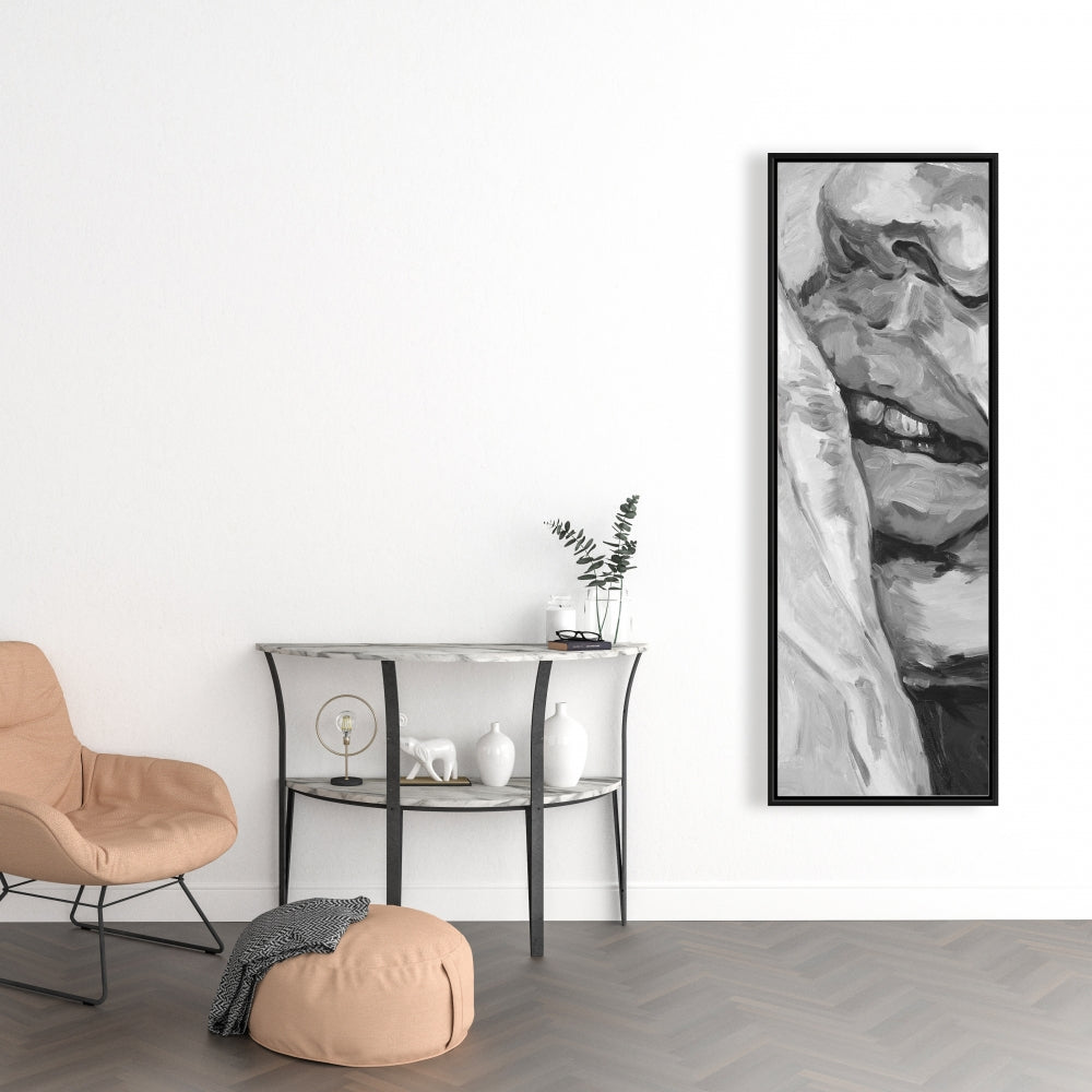 Toile monochrome grise « Lèvres pulpeuses » | Décoration de chambre