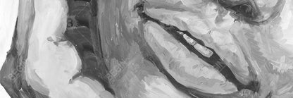 Toile encadrée grise « Lèvres irrésistibles » – Décoration de chambre