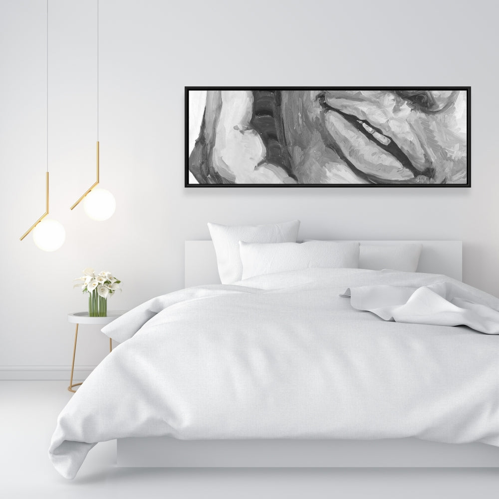 Toile encadrée grise « Lèvres irrésistibles » – Décoration de chambre