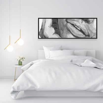 Toile encadrée grise « Lèvres irrésistibles » – Décoration de chambre