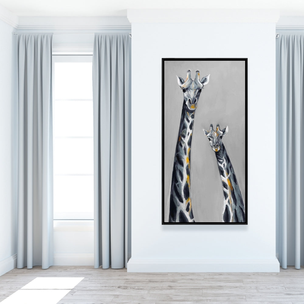 Retro Livingroom Steel Blue Giraffe Canvas | Home Decor
