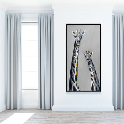 Retro Livingroom Steel Blue Giraffe Canvas | Home Decor