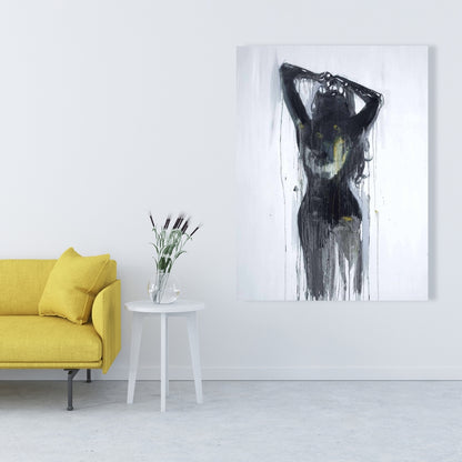 Toile Silhouette féminine | Décoration de chambre figurative noire