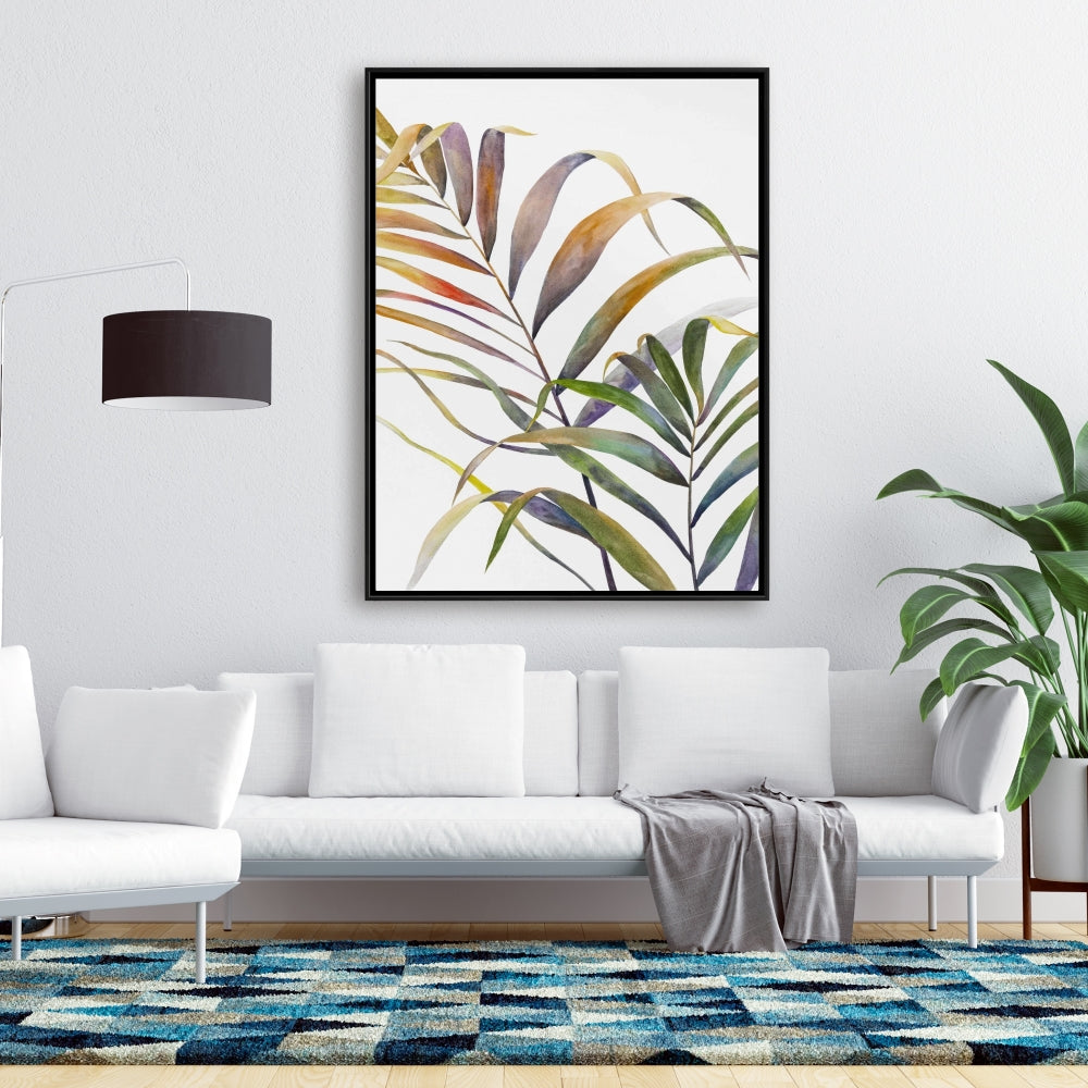 Toile aquarelle feuilles de palmier tropicales - Décoration d'intérieur exotique