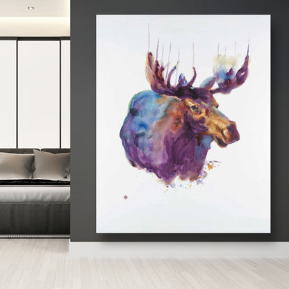 Abstract Moose Canvas | Contemporary Deer Art for Home Decor