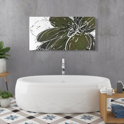 Green Flower Canvas | Floral Botanical Wall Art for Bedroom