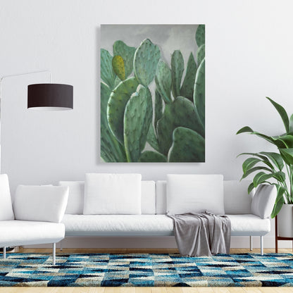 Paddle Cactus Gray Canvas | Exotic Bedroom Decor Wall Art