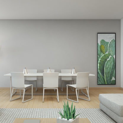 Paddle Cactus Botanical Gray Floral Framed Canvas Home Decor