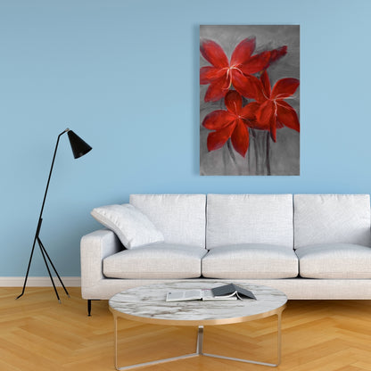 Toile de lys asiatiques | Décoration botanique grise