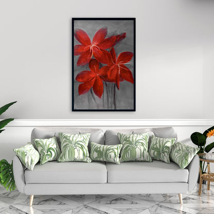 Toile encadrée « Lis asiatique » – Décoration florale asiatique pour chambre à coucher