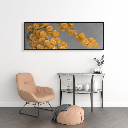 Golden Wattle Plant Gray Framed Canvas | Home Decor Art