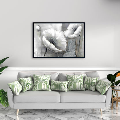 Toile à fleurs monochromes industrielles - Décoration botanique pour la maison
