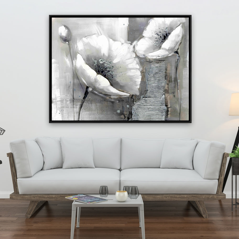 Toile à fleurs monochromes industrielles - Décoration botanique pour la maison