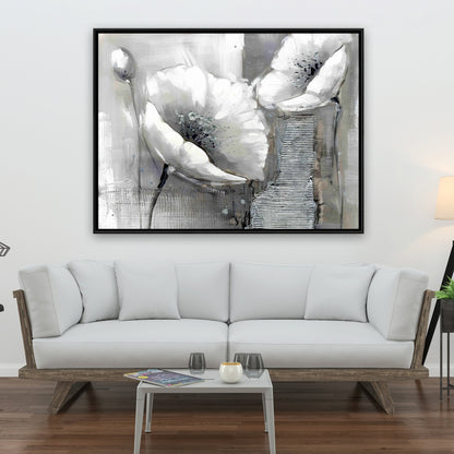 Toile à fleurs monochromes industrielles - Décoration botanique pour la maison