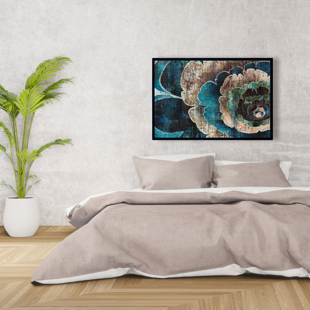 Toile encadrée « Montage de fleurs bleues » | Décoration de chambre