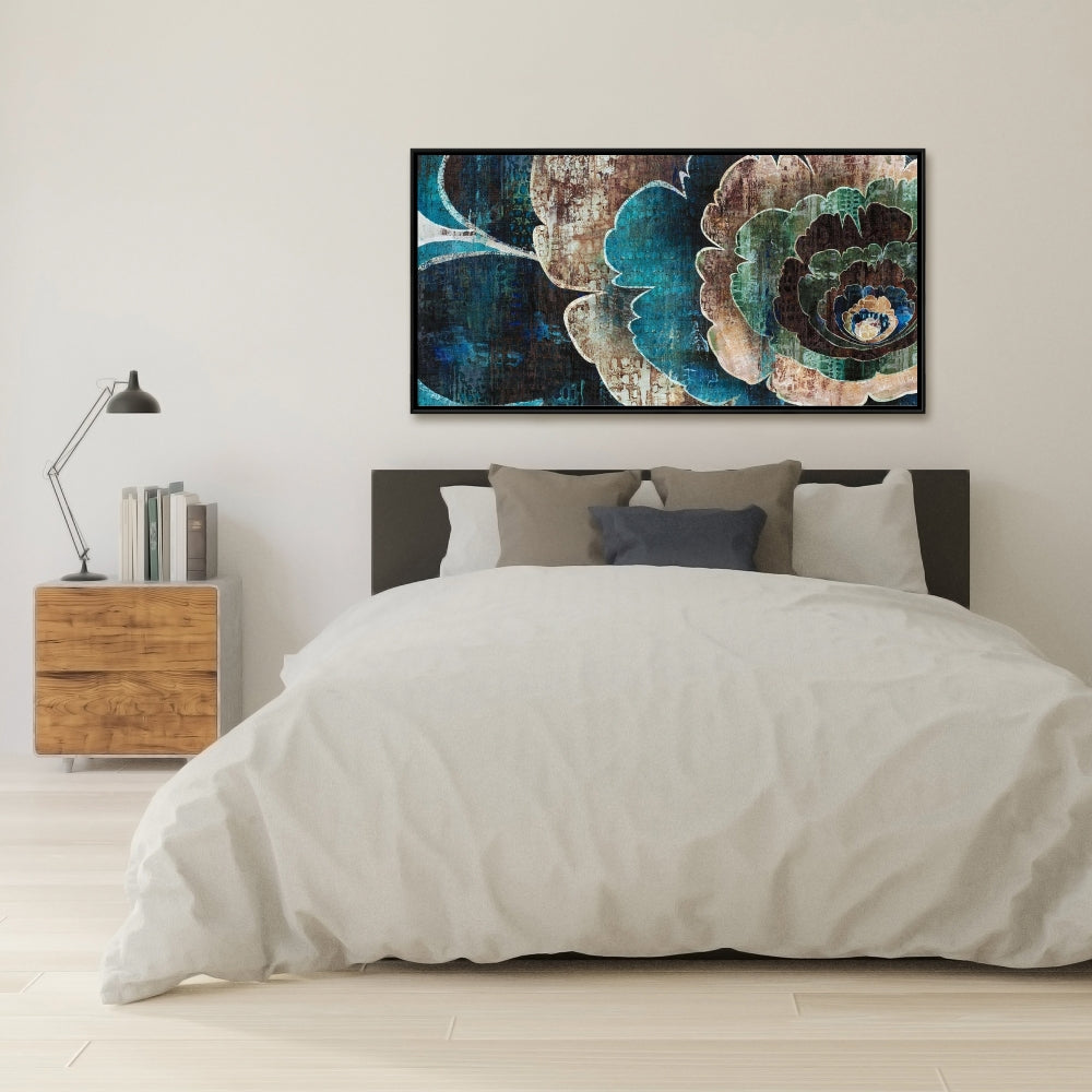 Toile encadrée « Montage de fleurs bleues » | Décoration de chambre