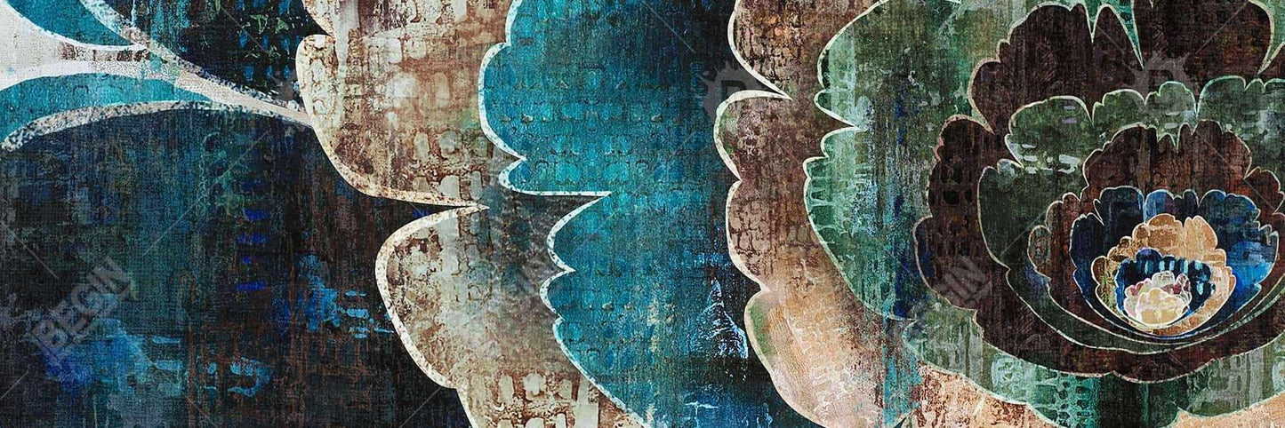 Toile encadrée « Montage de fleurs bleues » | Décoration de chambre