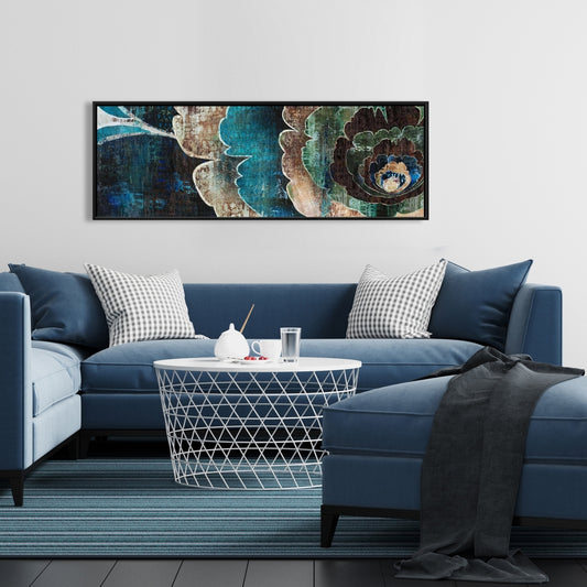 Blue Flower Montage Framed Canvas | Bedroom Home Decor