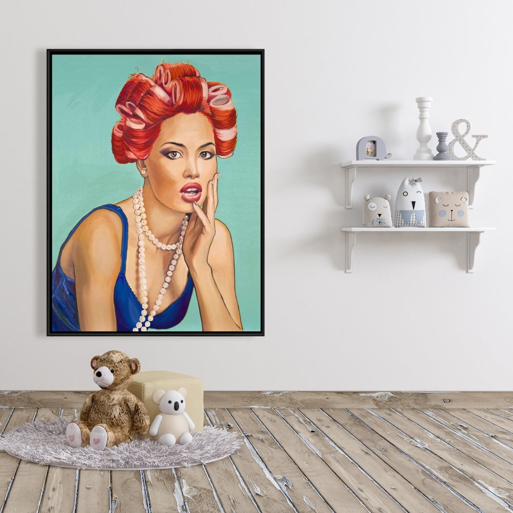 Pin-Up Girl Canvas | Retro Bedroom Decor | Framed Wall Art
