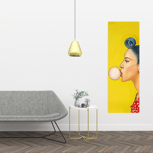 Retro Woman Blue Figurative Canvas | Home Decor Art