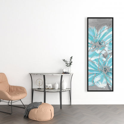 Toile florale contemporaine - Deux petites fleurs bleues abstraites