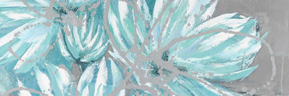 Toile encadrée botanique bleue | Décor abstrait de fleurs bleues