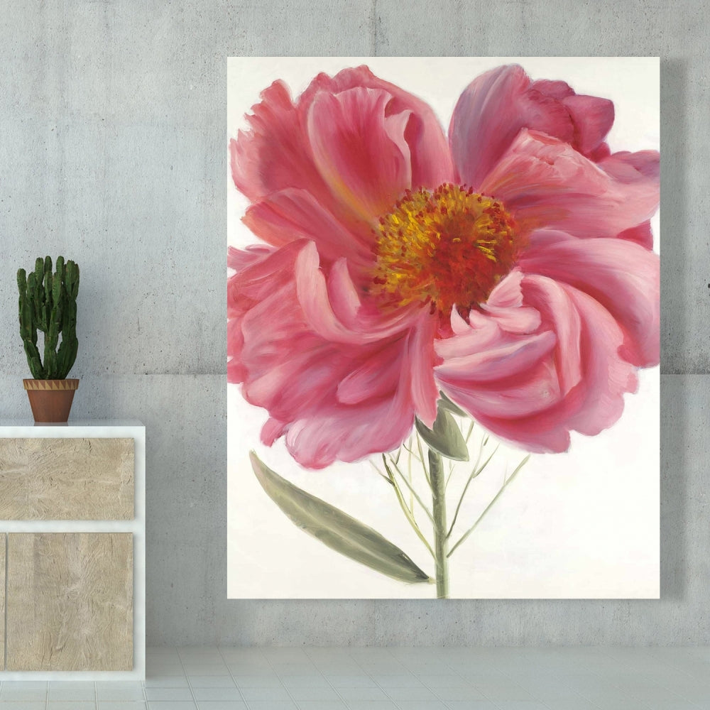 Pink Peony Flower Canvas | Botanical Home Decor Wall Art
