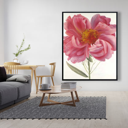 Pink Peony Flower Canvas | Botanical Home Decor - Framed Art