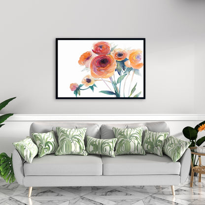 Romantic Botanical Bedroom Framed Canvas - Watercolor Flowers