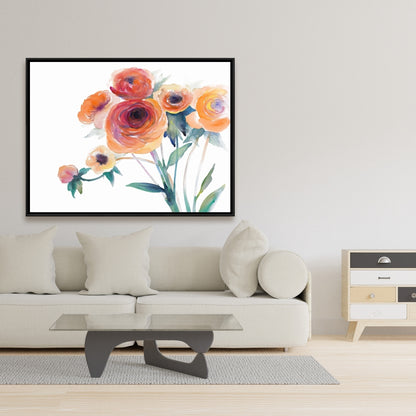 Romantic Botanical Bedroom Framed Canvas - Watercolor Flowers
