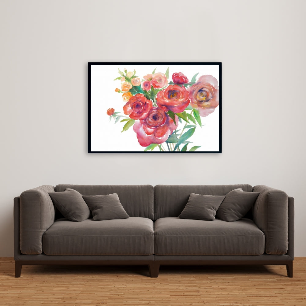 Romantic Pink Floral Watercolor Bouquet Canvas | Home Decor