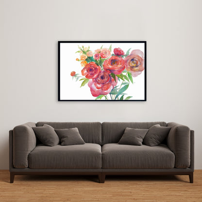 Romantic Pink Floral Watercolor Bouquet Canvas | Home Decor