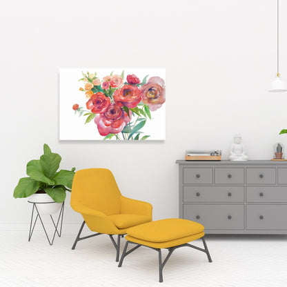 Romantic Floral Pink Canvas | Watercolor Bouquet Home Decor