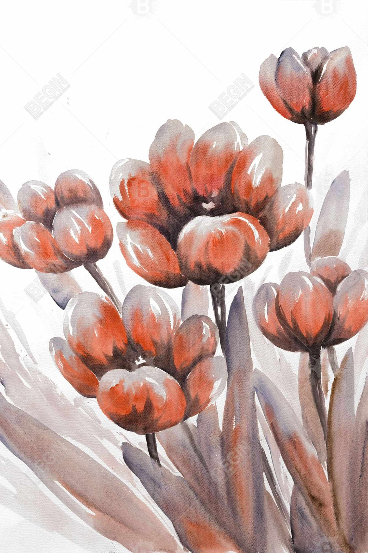 Watercolor Red Flowers Botanical Magnetic Canvas - Home Decor