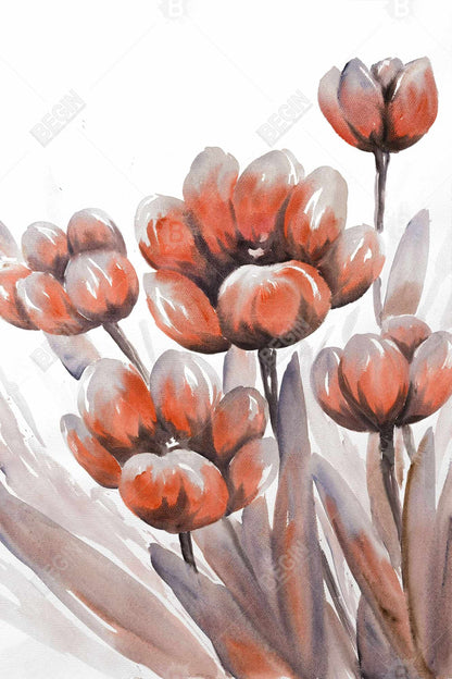 Watercolor Red Flowers Botanical Magnetic Canvas - Home Decor