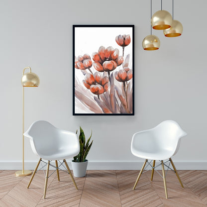 Watercolor Red Flowers Canvas | Romantic Bedroom Wall Art